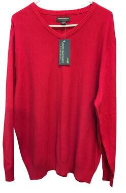 John Bartlett $45 NWT Consensus Red Pullover V Neck Sweater Mens Sz XL